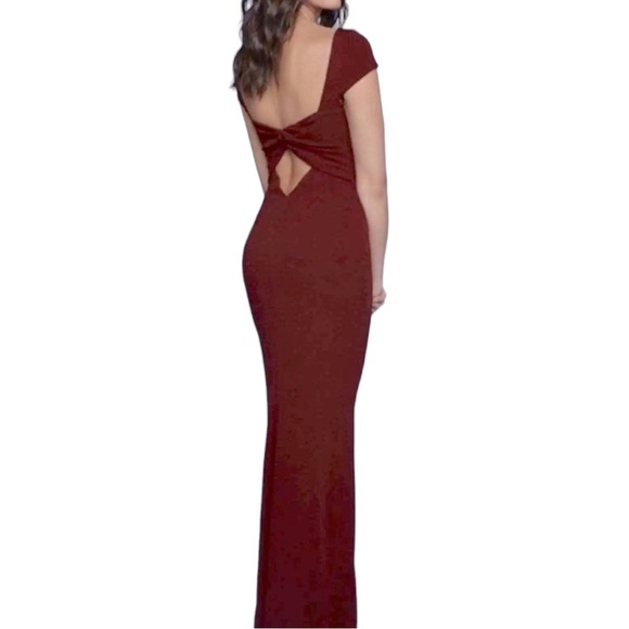 New Katie May x BHLDN Madison 2, 4, 6 Bordeaux Maroon Bow Back Long Bridesmaid - Picture 5 of 9